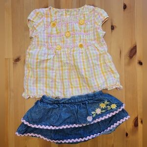 Gymboree - Gingham Top & Denim Skirt Set - Size 18-24m - EUC - $15